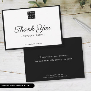 Custom Business Logo Company Name Black Thank You Card