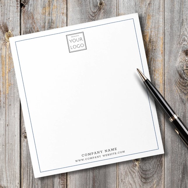 Custom Business Logo Company Name Blue Border Notepad (Creator Uploaded)