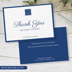Custom Business Logo Company Name Blue   Thank You Card