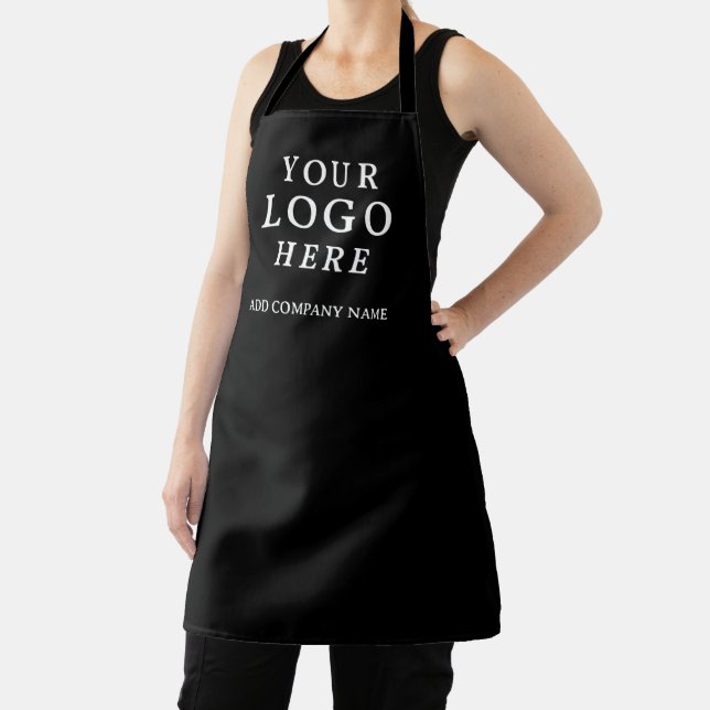 Custom Business Logo Company Name Branded Black Apron (Insitu)