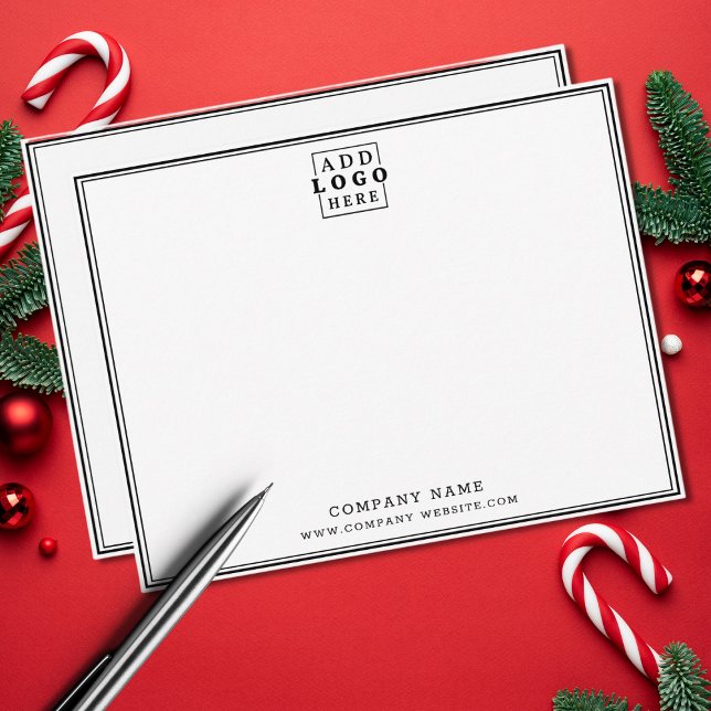 Custom Business Logo Company Name Double Border Card (Custom Business Logo Company Name Double Border Note Card)