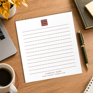 Custom Business Logo Company Name Maroon Lined Notepad