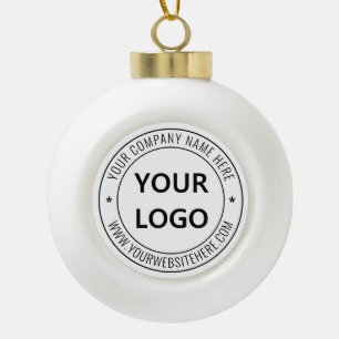 Custom Business Logo Company Stamp - Personalised Ceramic Ball Christmas Ornament