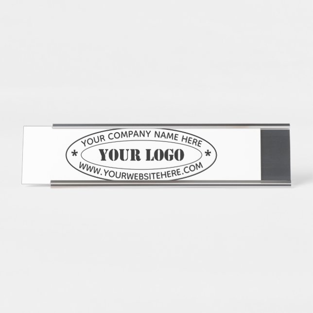 Custom Business Logo Company Stamp - Personalised  Desk Name Plate (Front)