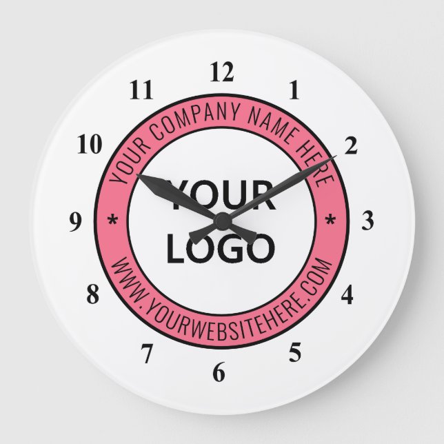 Custom Business Logo Company Stamp Personalised - Large Clock (Front)