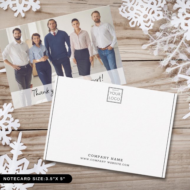 Custom  Business Logo Company Team Photo Thank you Card (Custom Business Logo Company Team Photo Thank you Note Card)