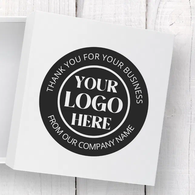 Custom Business Logo Company Thank You Black Classic Round Sticker | Zazzle