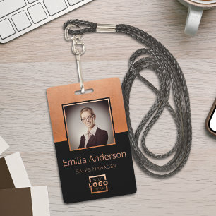 Custom Business Logo Copper Barcode Employee Photo ID Badge