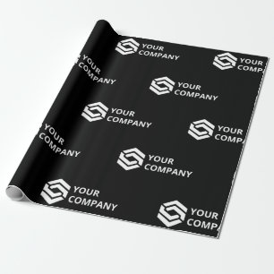 Custom Business Logo Corporate Black Wrapping Paper