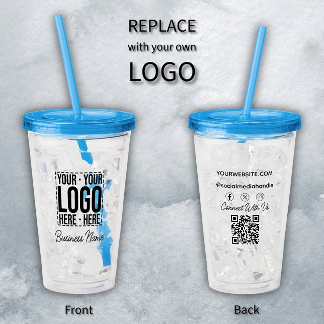 Custom Business Logo Corporate Company Modern Cool Acrylic Tumbler (Creator Uploaded)