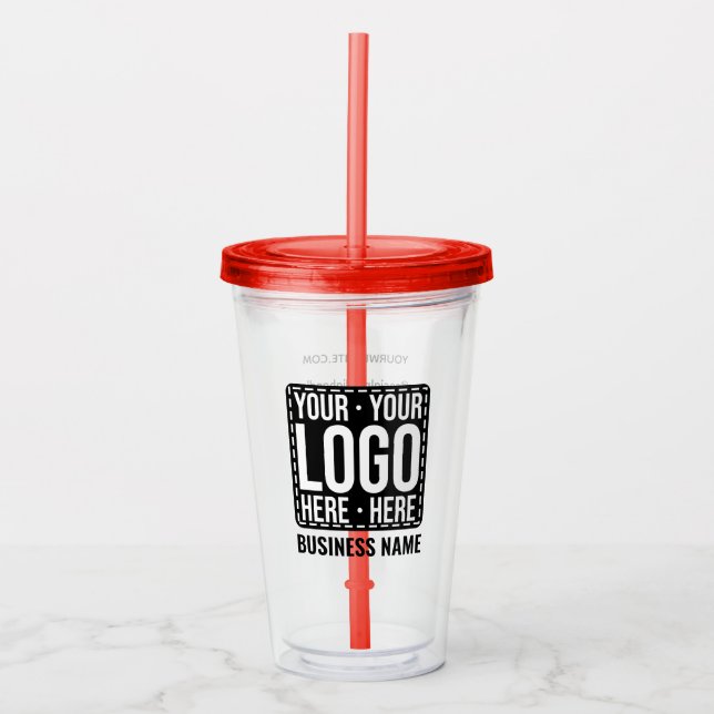 Custom Business Logo Corporate Company Modern Cool Acrylic Tumbler (Front)