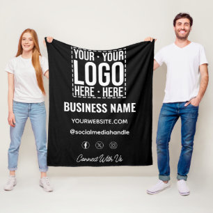 Custom Business Logo Corporate Company Modern Cool Fleece Blanket