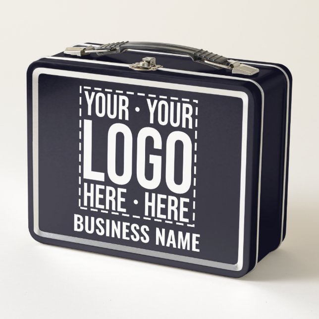 Custom Business Logo Corporate Company Modern Cool Metal Lunch Box (Front)