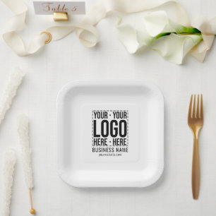 Custom Business Logo Corporate Company Modern Cool Paper Plate