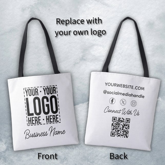 Custom Business Logo Corporate Company Modern Cool Tote Bag (Creator Uploaded)