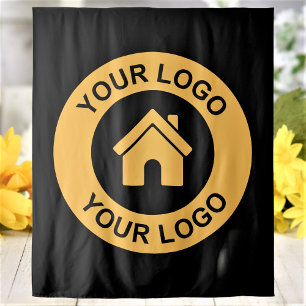 Custom Business Logo Corporate Event Black Tapestry