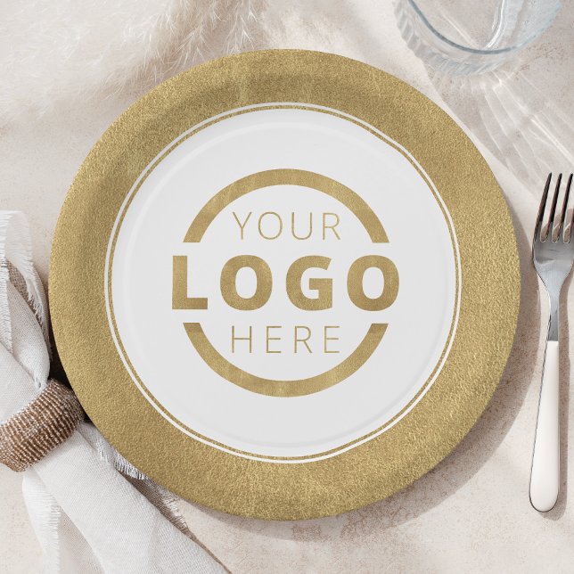 Custom Business Logo Corporate Party Gold Paper Plate (Creator Uploaded)