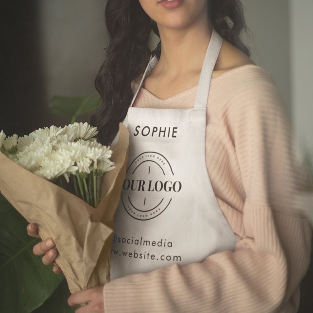 Custom Business Logo Corporate Professional White Apron (Creator Uploaded)