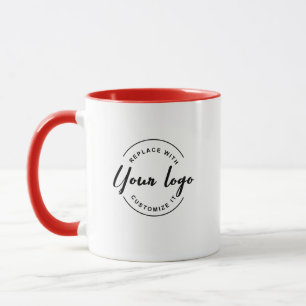 Custom Business Logo Corporate Red black white Mug