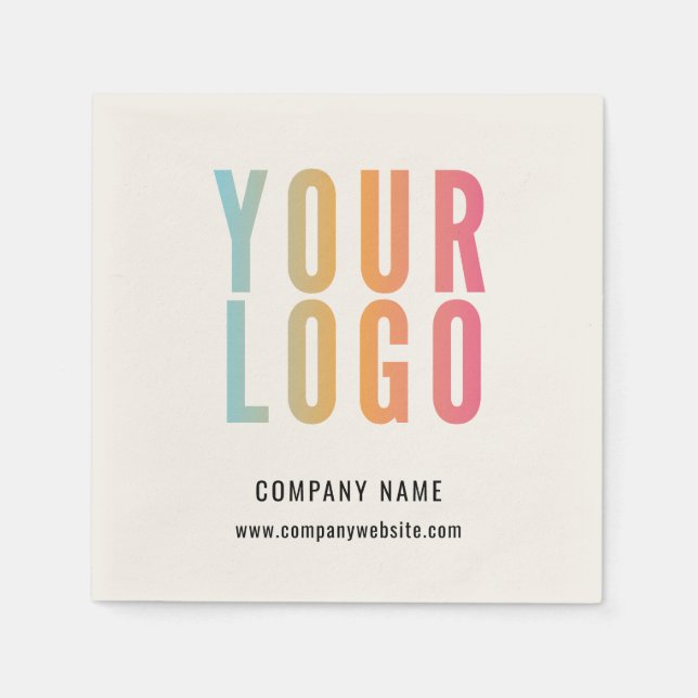 Custom Business Logo Ecru Minimalist Promotional Napkin (Front)