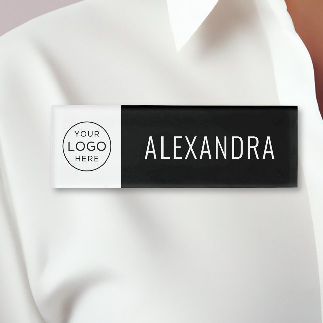 Custom Business Logo Employee Black Name Tag (Creator Uploaded)