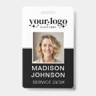 Custom Business Logo Employee Photo Black ID Badge