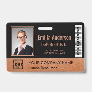 Custom Business Logo Employee Photo Copper ID Badge