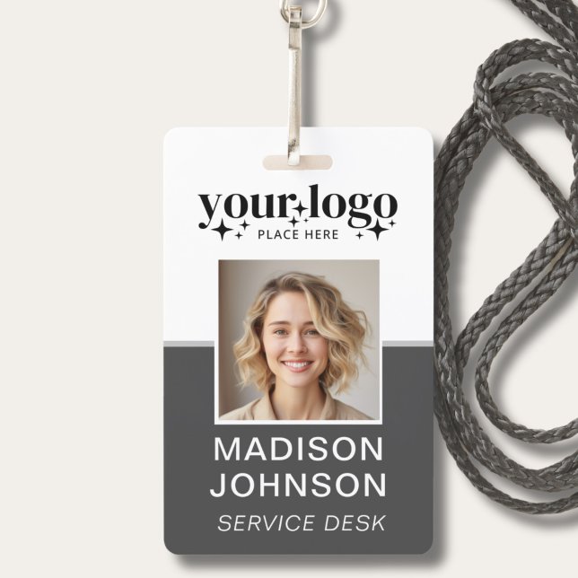 Custom Business Logo Employee Photo Grey ID Badge (Custom Business Logo Employee Photo Grey ID Badge)