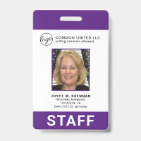 Custom Business Logo Employee Purple Photo ID