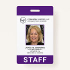 Custom Business Logo Employee Purple Photo ID