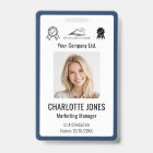 Custom Business Logo Employee QR Code Blue ID