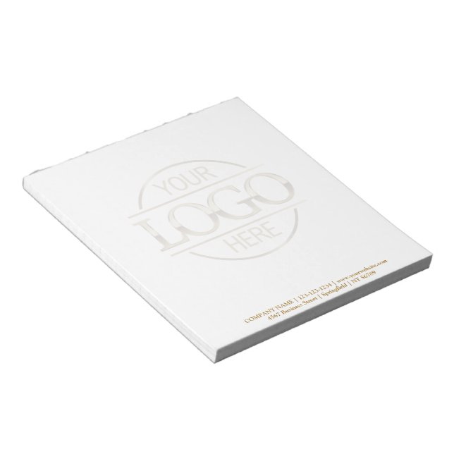 Custom Business Logo Faded Backdrop Modern Simple Notepad (Angled)