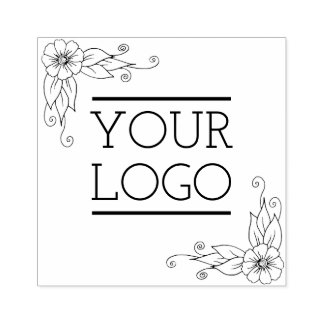Custom Business Logo Floral Rubber Stamp