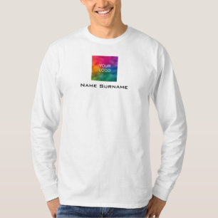 Custom Business Logo Front Design Mens Long Sleeve T-Shirt