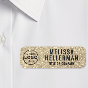 Custom Business Logo Gold Glitter Name Tag