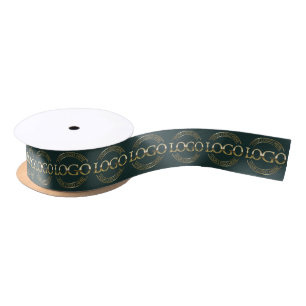 Custom Business Logo Green Branded Marketing Promo Satin Ribbon