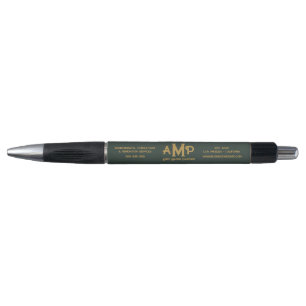 Custom Business Logo Green Gold Monogram Tagline