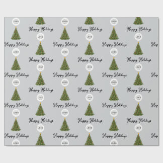 Custom Business Logo Happy Holidays Wrapping Paper