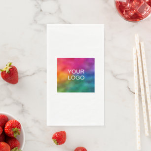 Custom Business Logo Here Add Text White Template Napkin