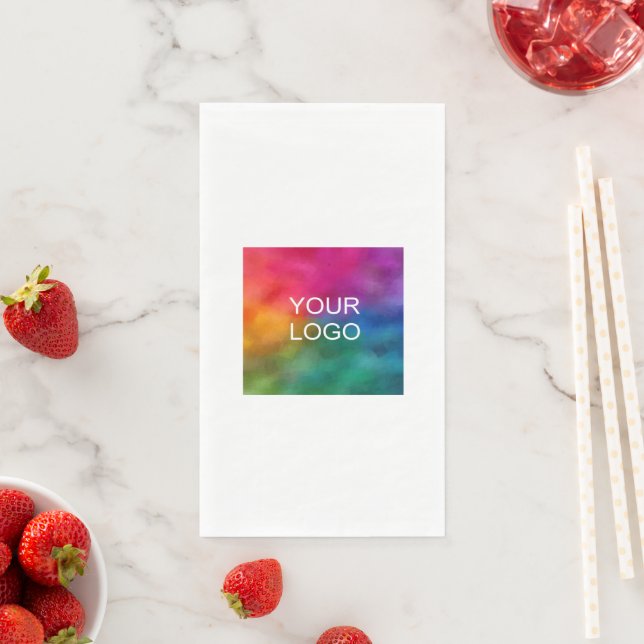 Custom Business Logo Here Add Text White Template Napkin (Insitu)