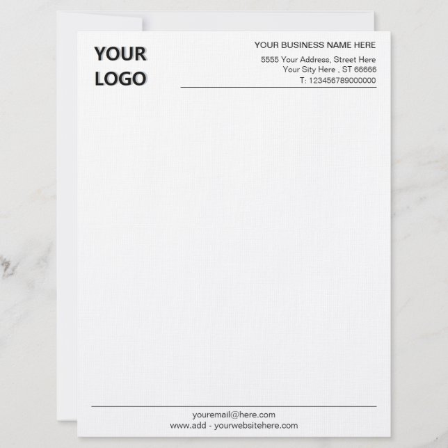 Custom Business Logo Info Personalised Letterhead (Front)
