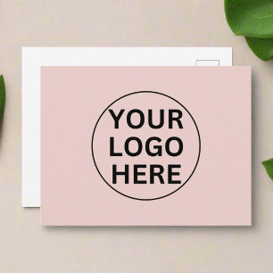 Custom Business Logo l Blush Pink Thank You Note  Postcard