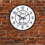 Custom Business Logo Large Clock<br><div class="desc">Make Your Own Photo and numbers Round Clock</div>