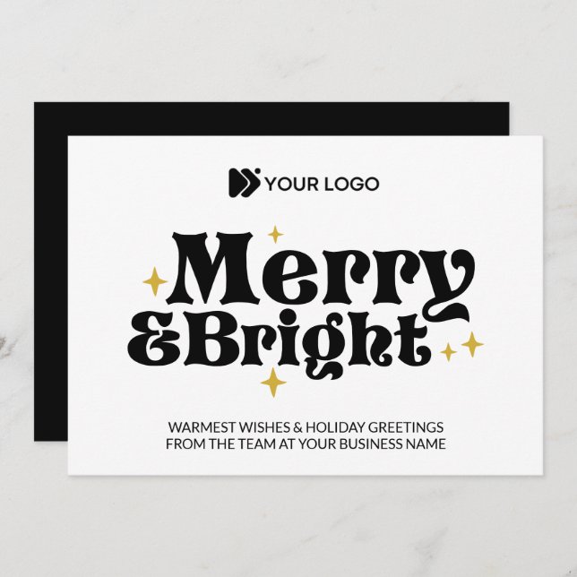 Custom Business Logo Merry & Bright Company Holiday Card (Front/Back)