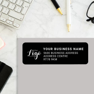 Custom Business Logo   Modern Black Company Return Return Address Label