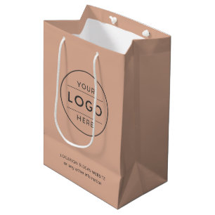 Custom Business Logo Modern Dusty Rose Charcoal Medium Gift Bag