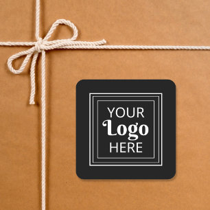 Custom Business Logo Modern Minimalist Black White Square Sticker