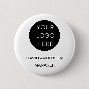 Custom Business Logo Modern White 6 Cm Round Badge
