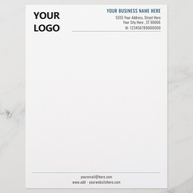 Custom Business Logo Name Address Info Letterhead (Front)