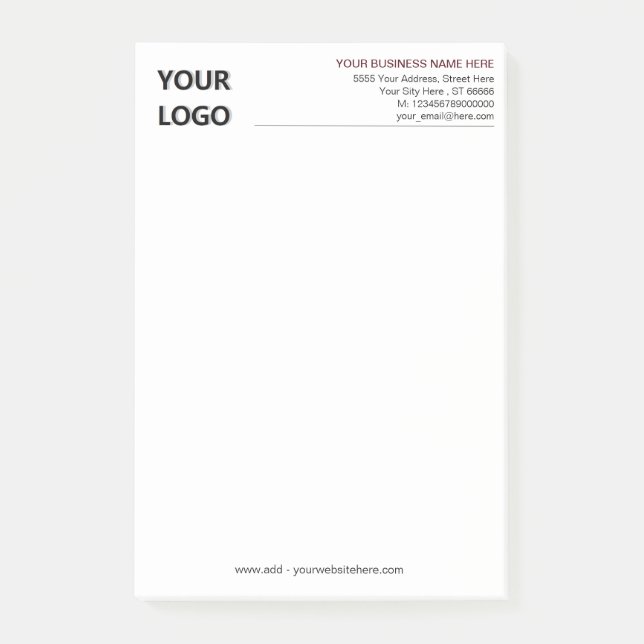 Custom Business Logo Name Company Sticky Notes (Front)